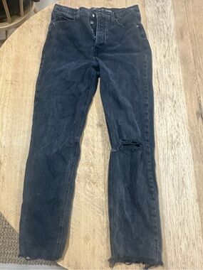Old Navy Black Skinny Jeans with Knee Distress and button fly